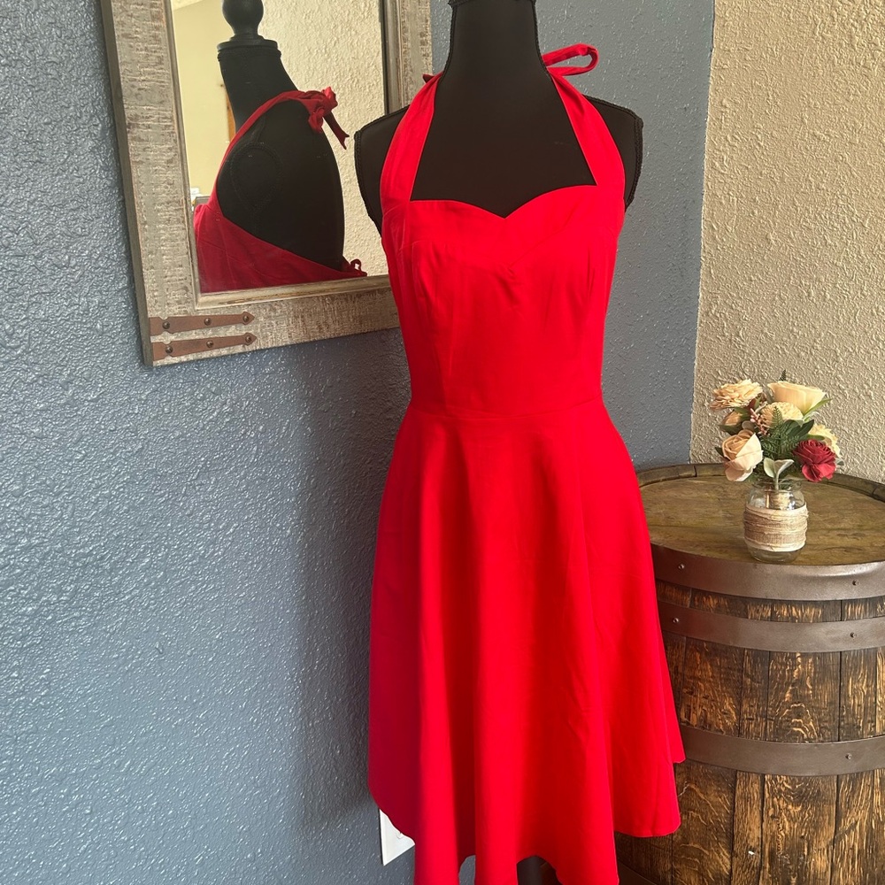 Chic Red Halter Mini Dress